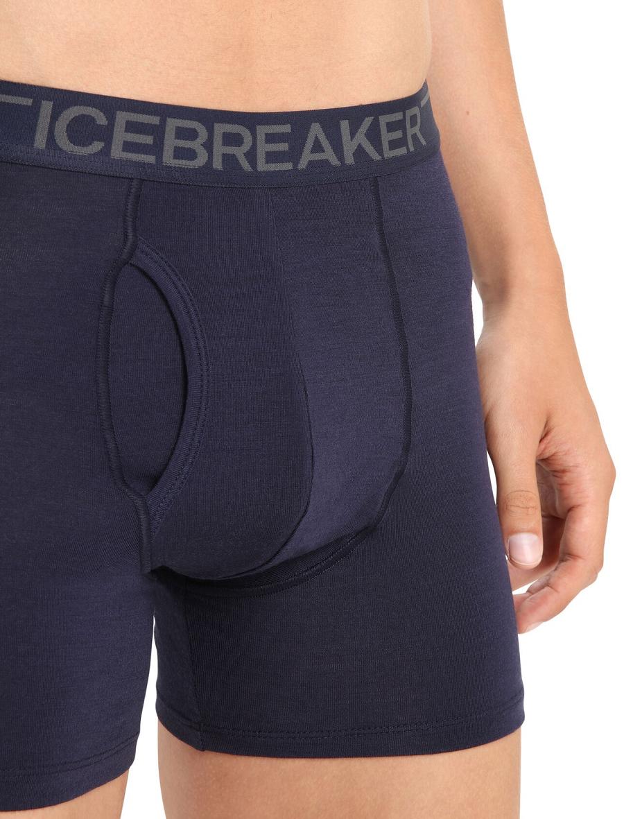 Icebreaker Merino Anatomica Boxers With Fly Férfi Fehérnemű Sötétkék | HU 1307OKIR